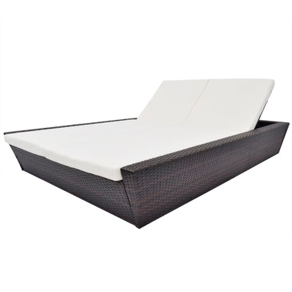 Outdoor Lounge Bed With Cushion Poly Rattan