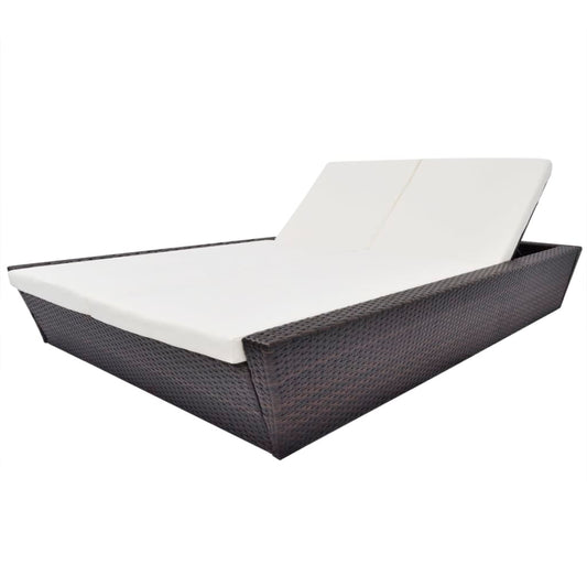 Outdoor Lounge Bed With Cushion Poly Rattan