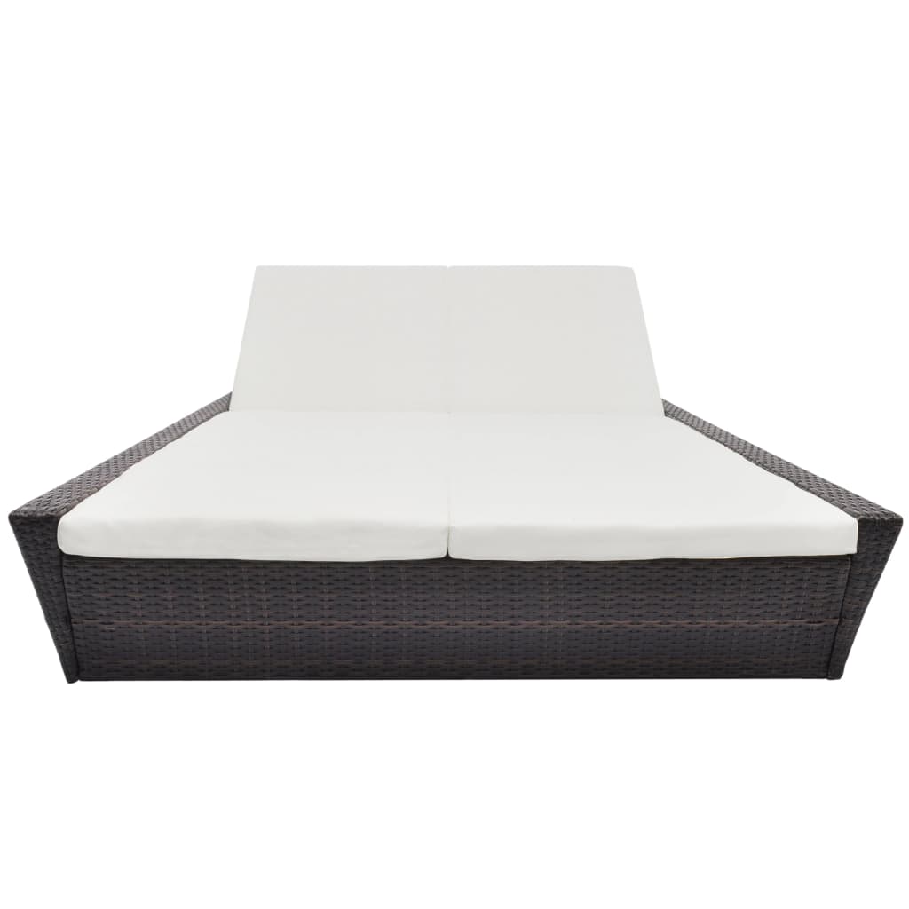 Outdoor Lounge Bed With Cushion Poly Rattan