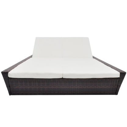 Outdoor Lounge Bed With Cushion Poly Rattan