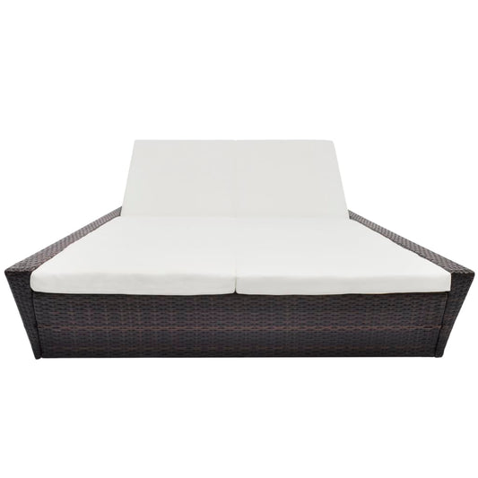 Outdoor Lounge Bed With Cushion Poly Rattan