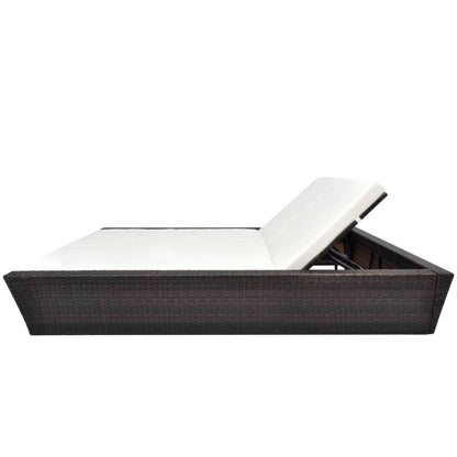 Outdoor Lounge Bed With Cushion Poly Rattan