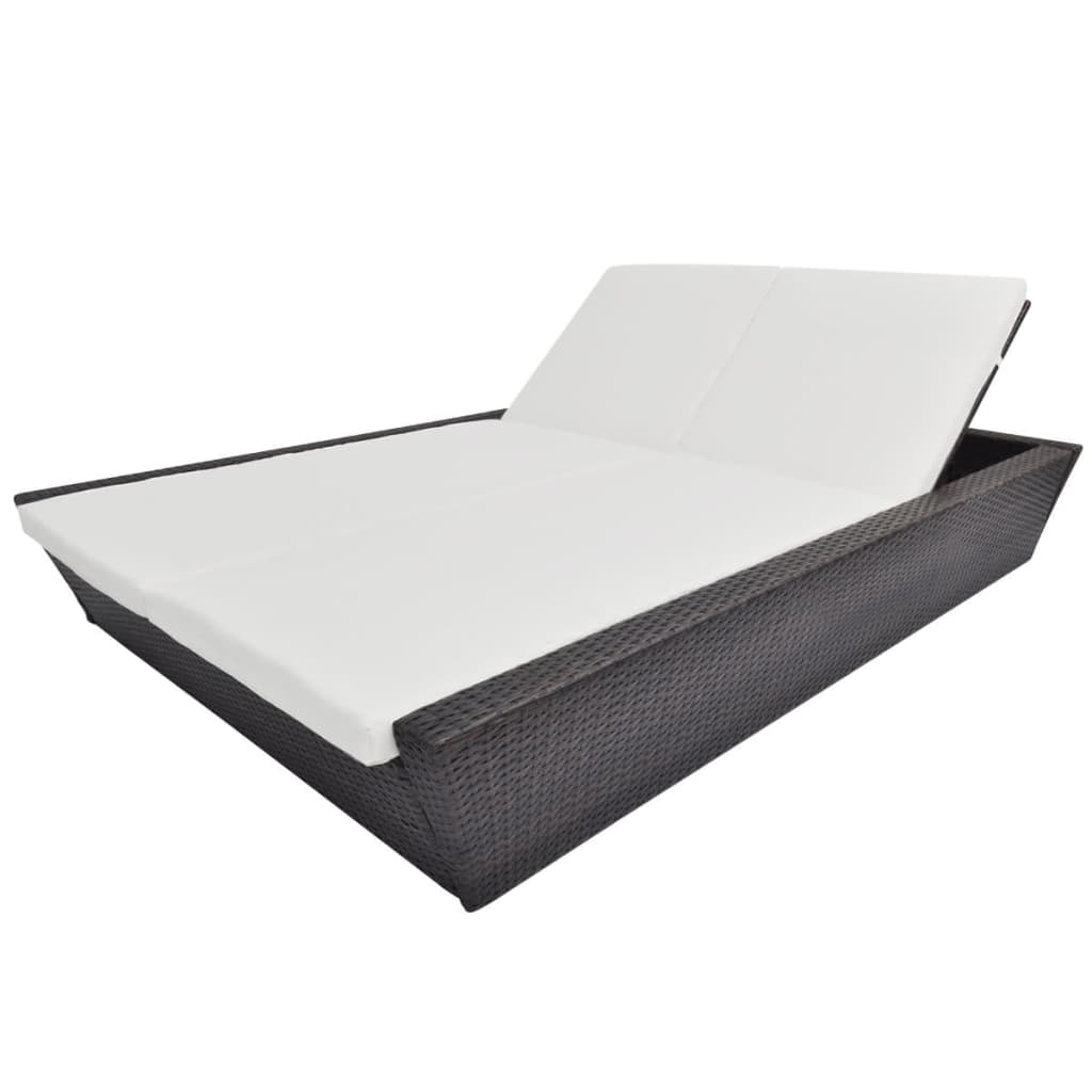 Outdoor Lounge Bed With Cushion Poly Rattan