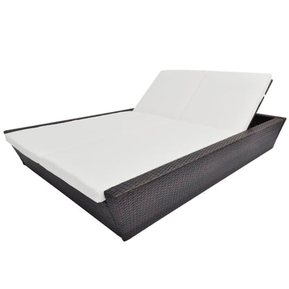 Outdoor Lounge Bed With Cushion Poly Rattan