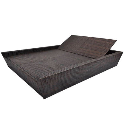Outdoor Lounge Bed With Cushion Poly Rattan