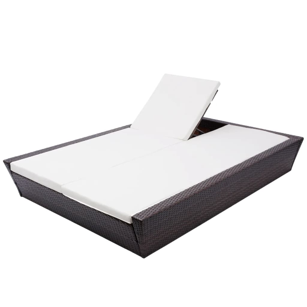 Outdoor Lounge Bed With Cushion Poly Rattan