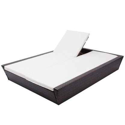 Outdoor Lounge Bed With Cushion Poly Rattan