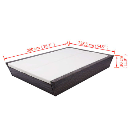 Outdoor Lounge Bed With Cushion Poly Rattan
