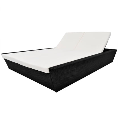Outdoor Lounge Bed With Cushion Poly Rattan