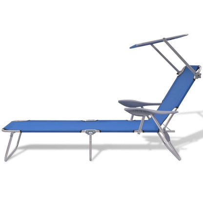 Sun Lounger With Canopy Steel Blue