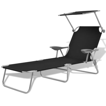 Sun Lounger With Canopy Steel Blue