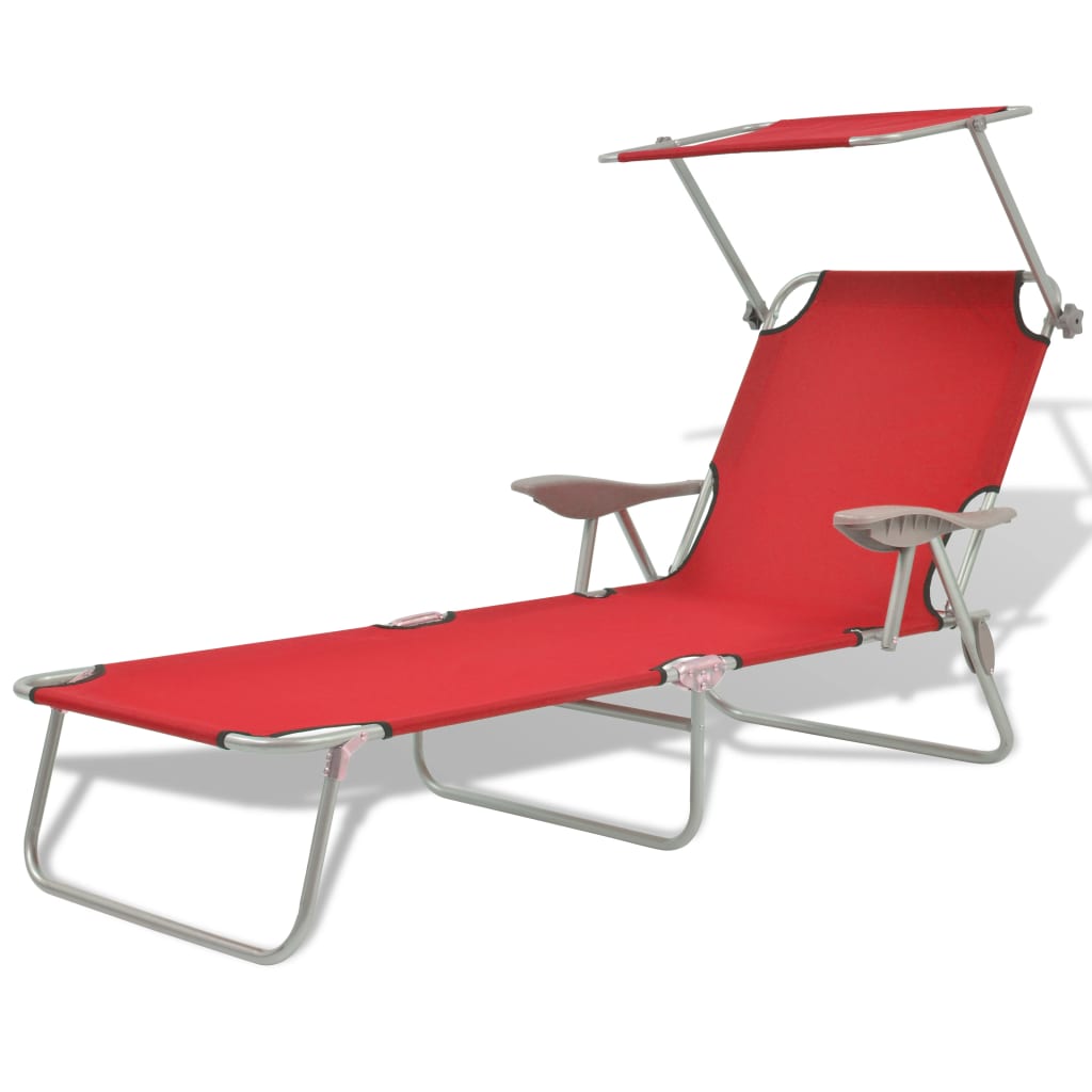 Sun Lounger With Canopy Steel Blue