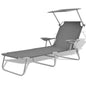 Sun Lounger With Canopy Steel Blue