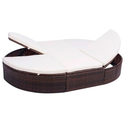 2-Person Sun Lounger With Cushions Poly Rattan
