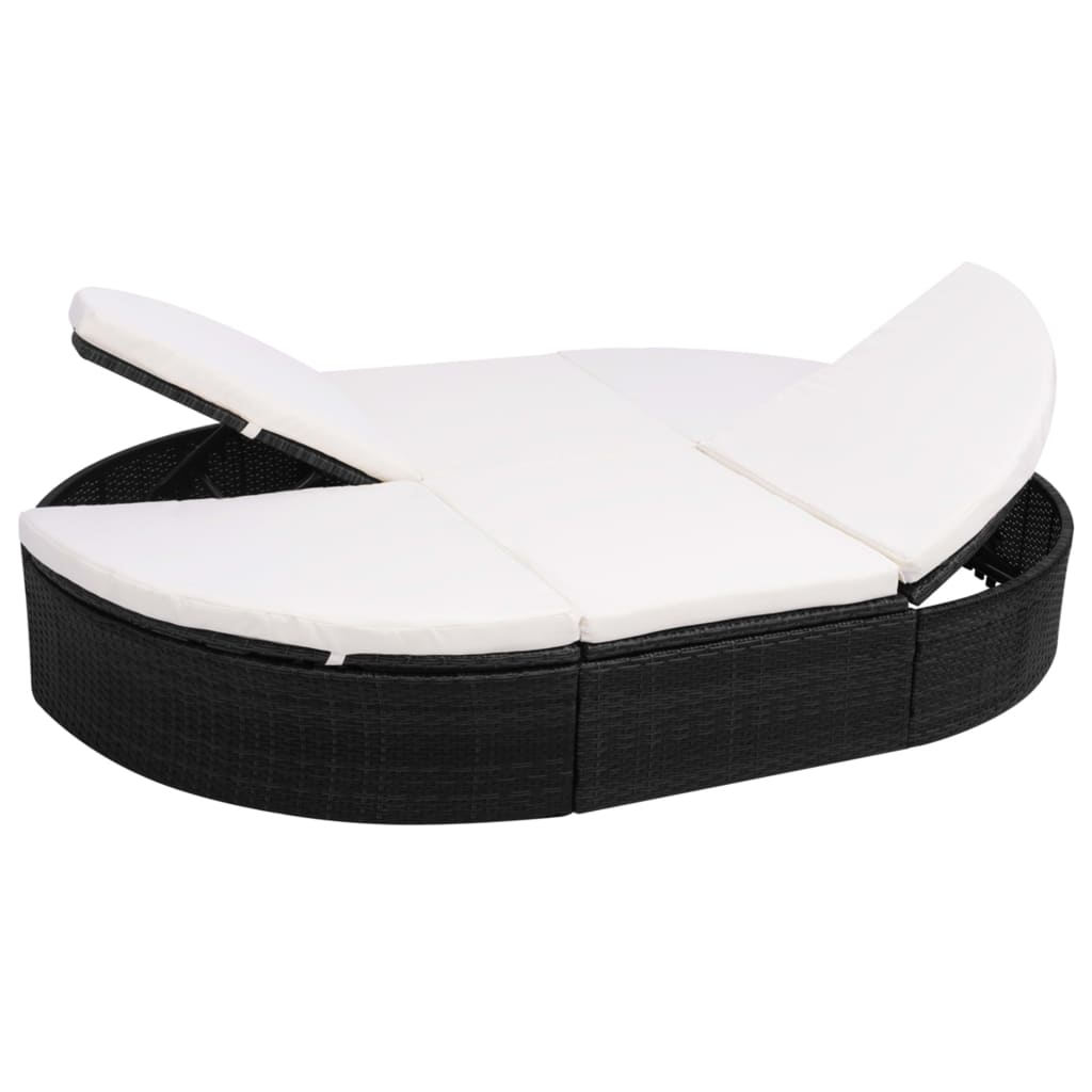 2-Person Sun Lounger With Cushions Poly Rattan