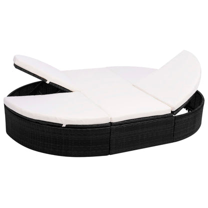 2-Person Sun Lounger With Cushions Poly Rattan