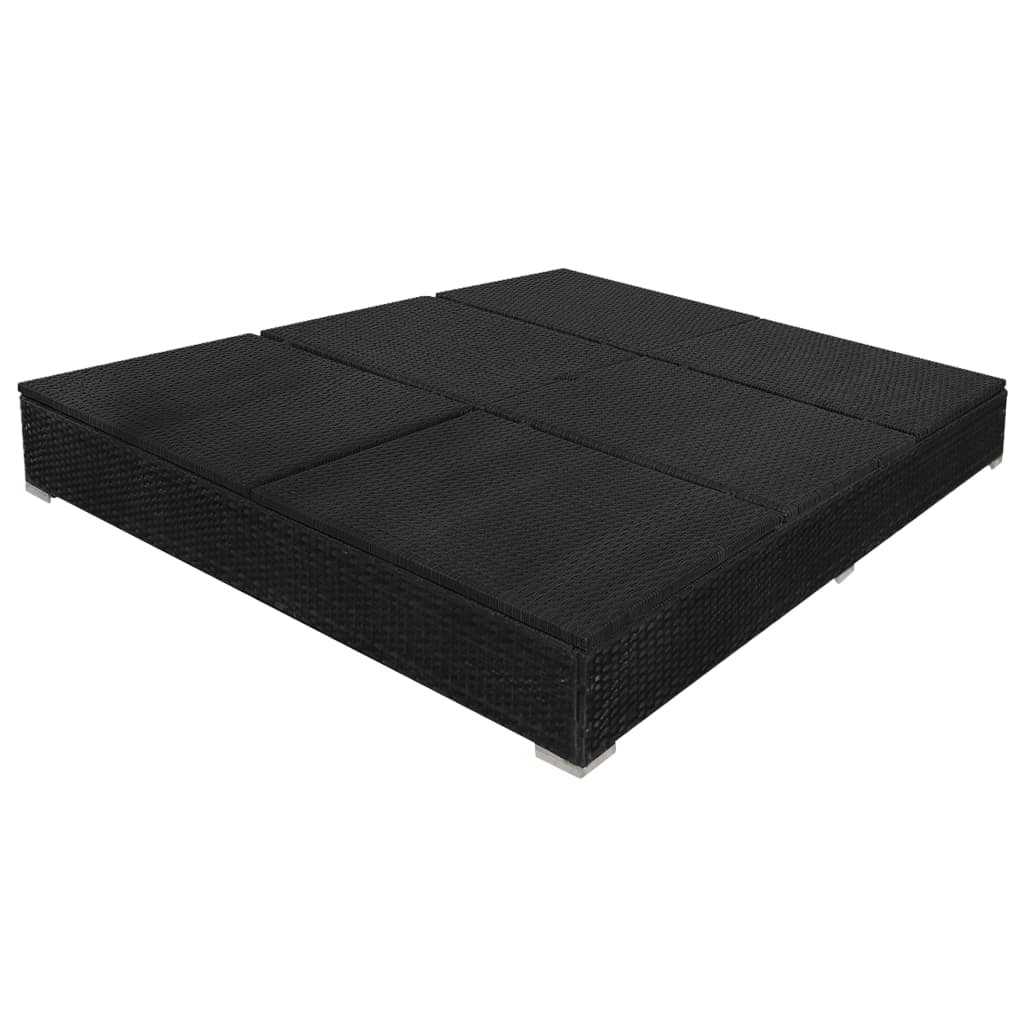 Outdoor Lounge Bed With Umbrella Poly Rattan