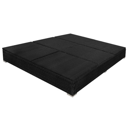 Outdoor Lounge Bed With Umbrella Poly Rattan