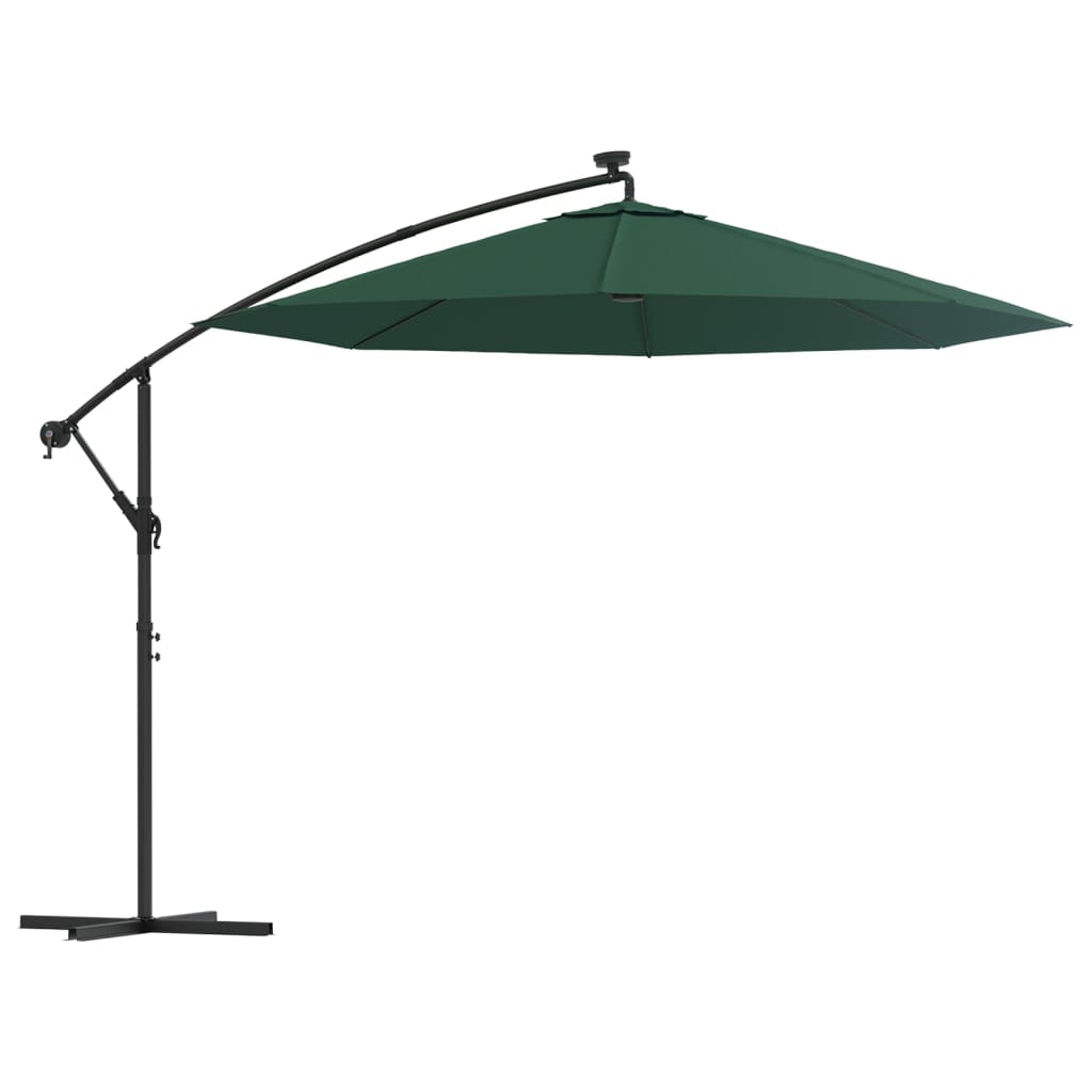Hanging Garden Parasol With Led Lighting Metal Pole