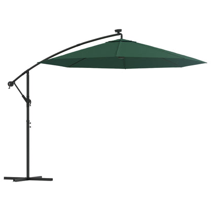 Hanging Garden Parasol With Led Lighting Metal Pole
