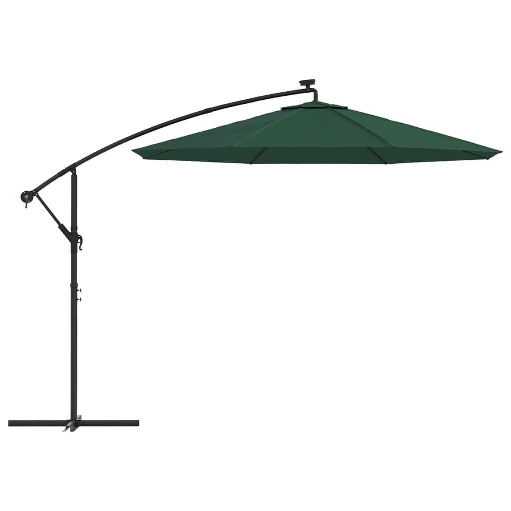 Hanging Garden Parasol With Led Lighting Metal Pole