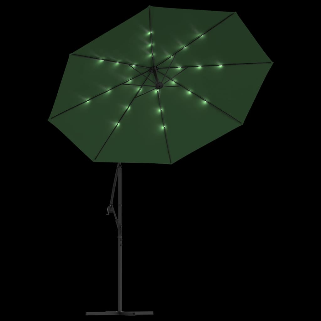 Hanging Garden Parasol With Led Lighting Metal Pole