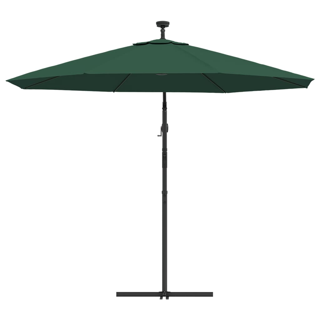 Hanging Garden Parasol With Led Lighting Metal Pole