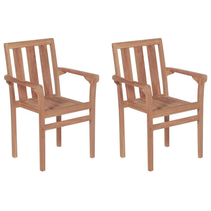 Stackable Garden Chairs 4 Pcs Solid Teak Wood