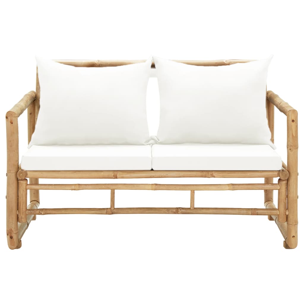 2 Seater Garden Sofa With Cushions Bamboo