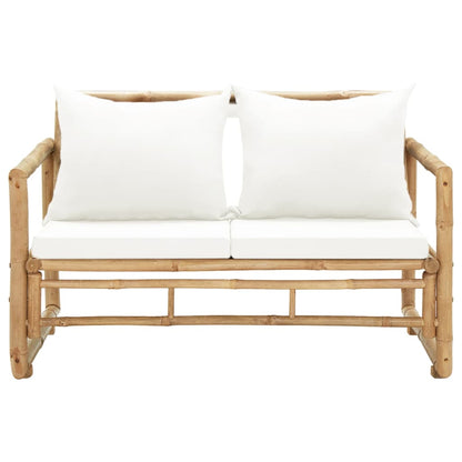 2 Seater Garden Sofa With Cushions Bamboo