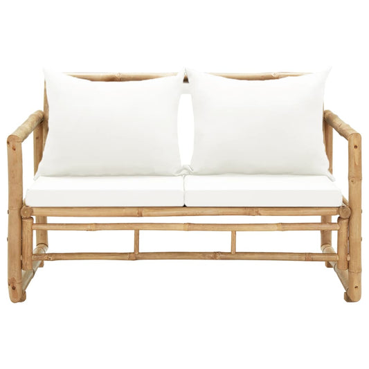 2 Seater Garden Sofa With Cushions Bamboo