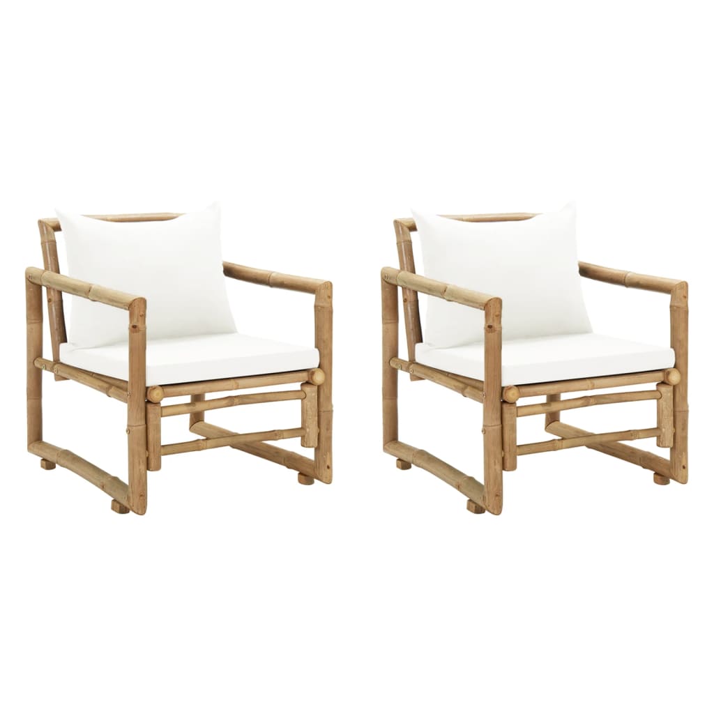 Garden Chairs With Cushions 2 Pcs Bamboo