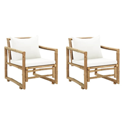 Garden Chairs With Cushions 2 Pcs Bamboo