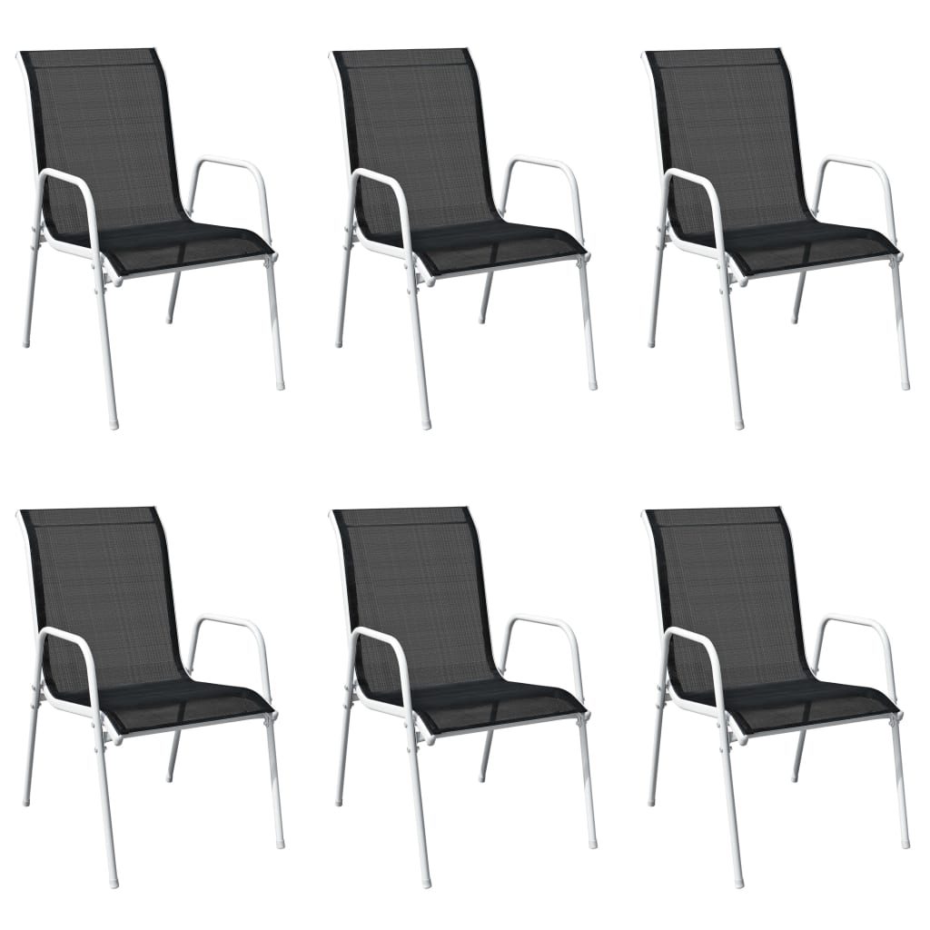 Stackable Garden Chairs 2 Pcs Steel And Textilene Black