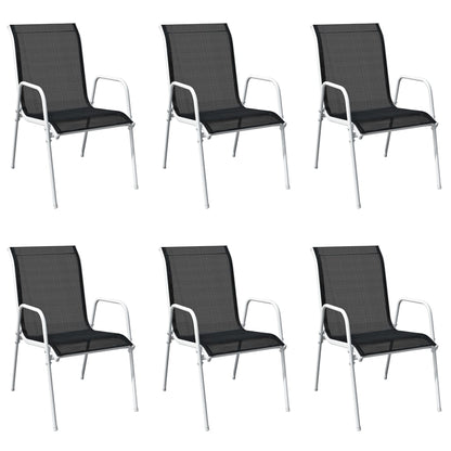 Stackable Garden Chairs 2 Pcs Steel And Textilene Black