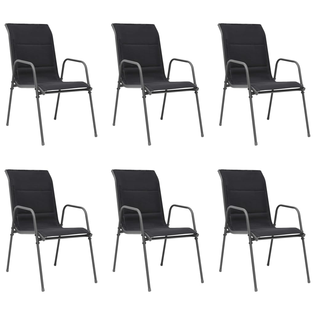 Stackable Garden Chairs 2 Pcs Steel And Textilene Black