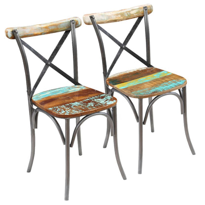 Cross Chairs 2 Pcs White Solid Mango Wood