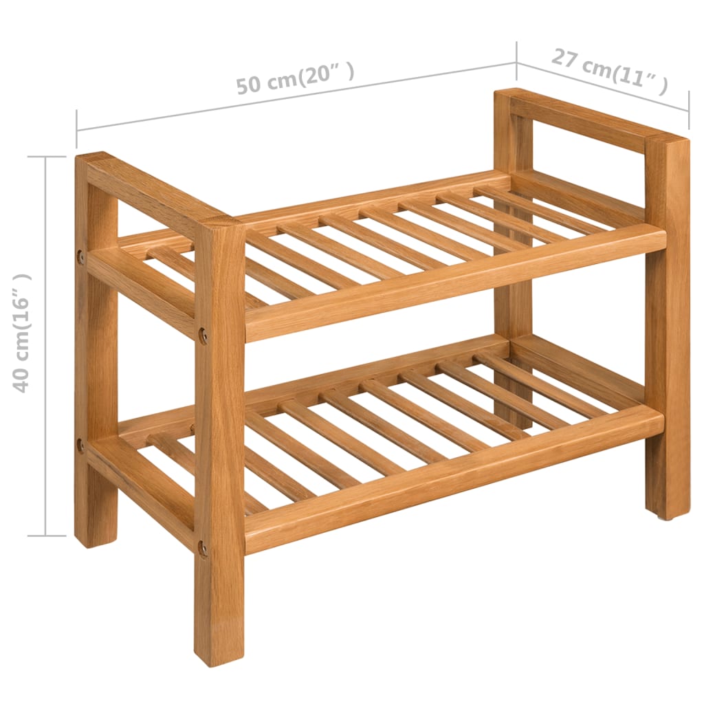 Shoe Rack With 2 Shelves 50X27X Solid Oak Wood