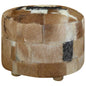 Pouffe Goatskin Leather Round 50X50X45 Cm