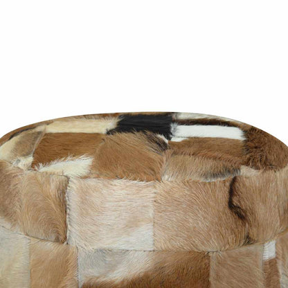 Pouffe Goatskin Leather Round 50X50X45 Cm