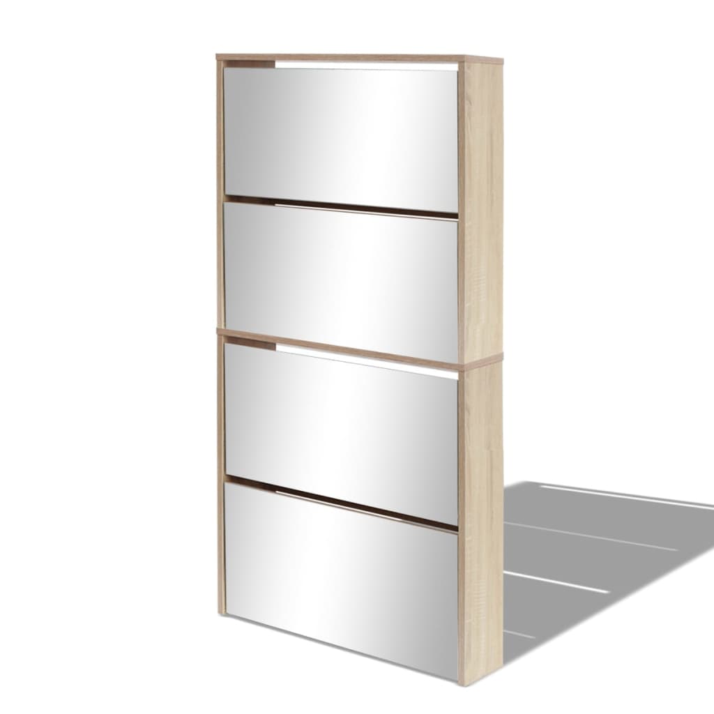 Shoe Cabinet 4-Layer Mirror 63X17X134 Cm