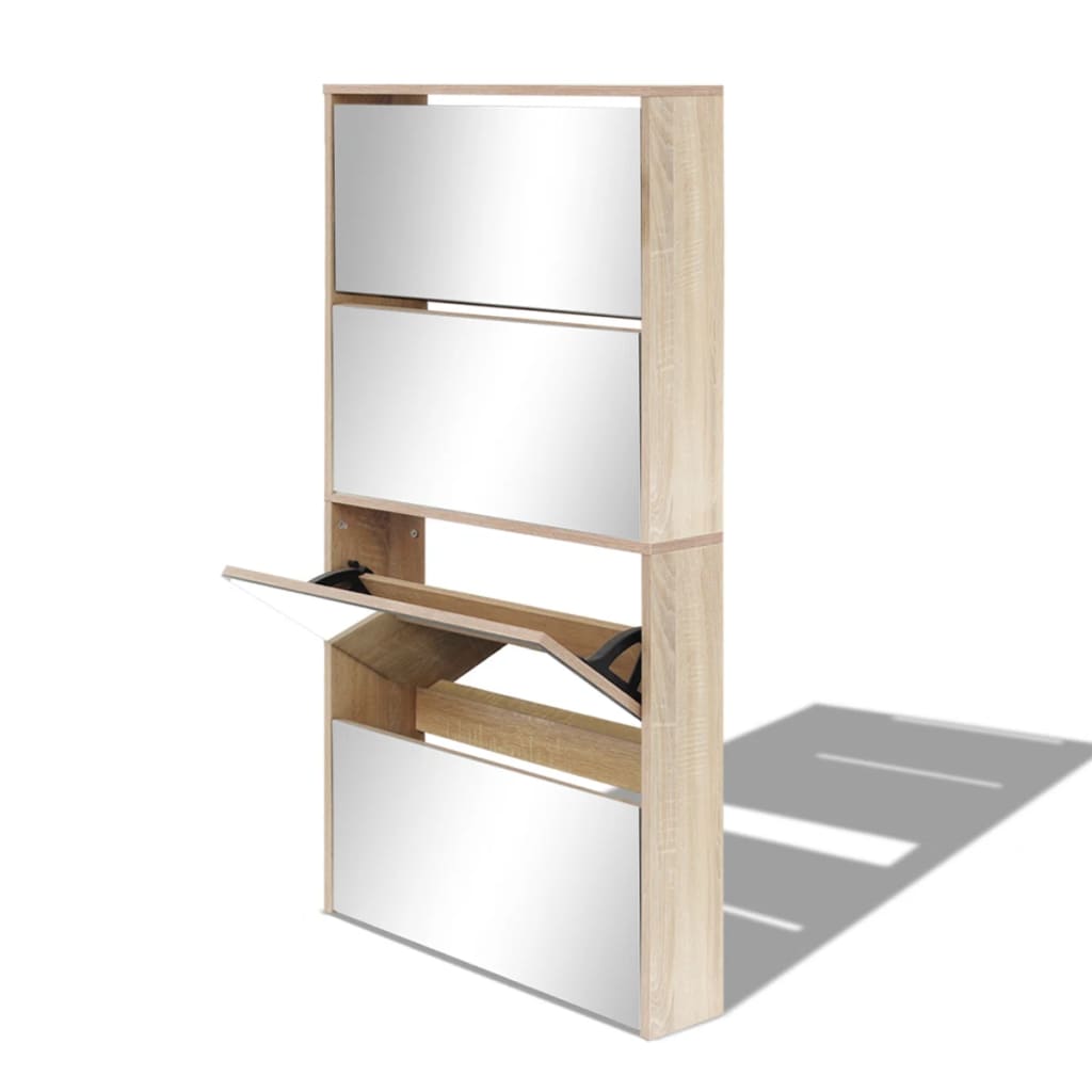 Shoe Cabinet 4-Layer Mirror 63X17X134 Cm
