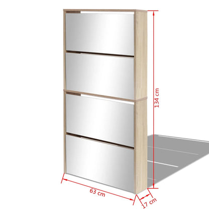 Shoe Cabinet 4-Layer Mirror 63X17X134 Cm