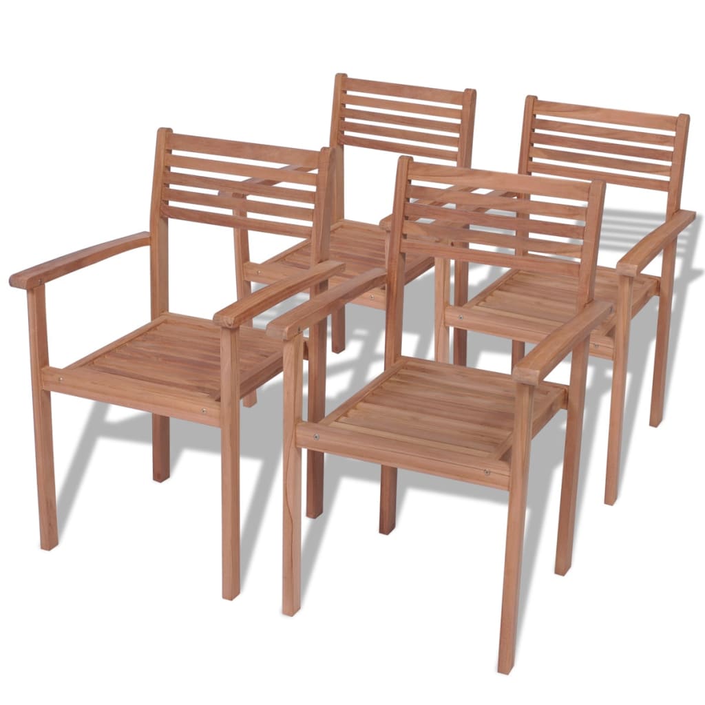 Stackable Garden Chairs 8 Pcs Solid Teak Wood
