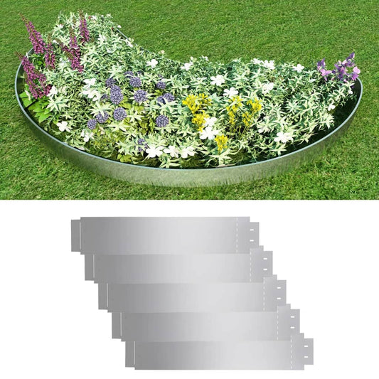 Lawn Fences 5 Pcs Galvanised Steel