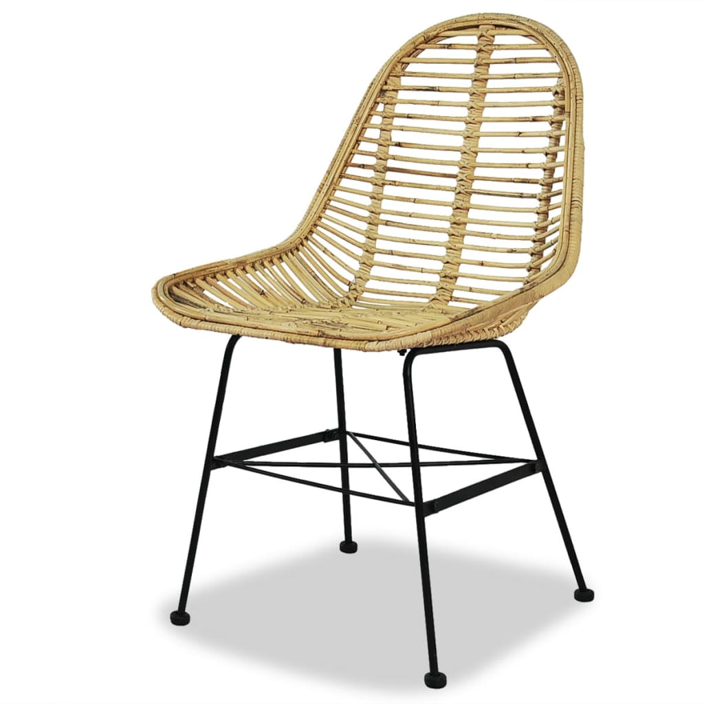 Dining Chairs 4 Pcs Natural Rattan