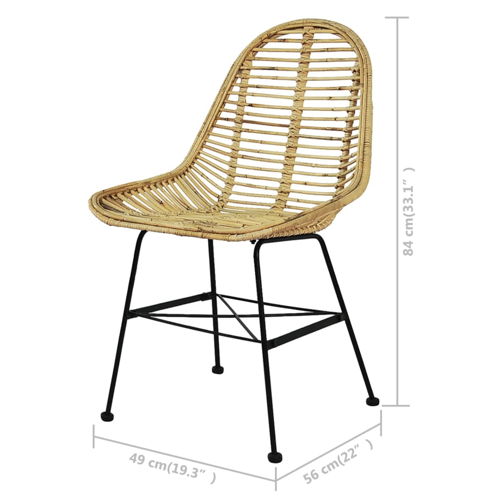 Dining Chairs 4 Pcs Natural Rattan