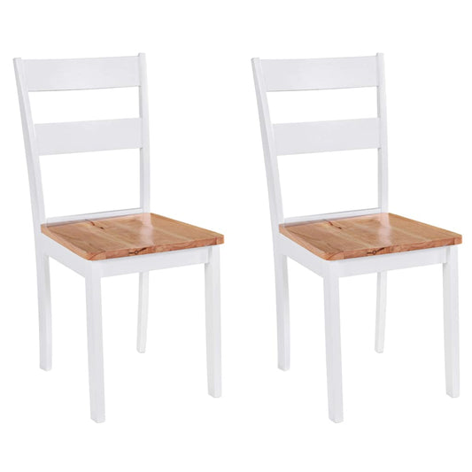 Dining Chairs 2 Pcs White Solid Rubber Wood