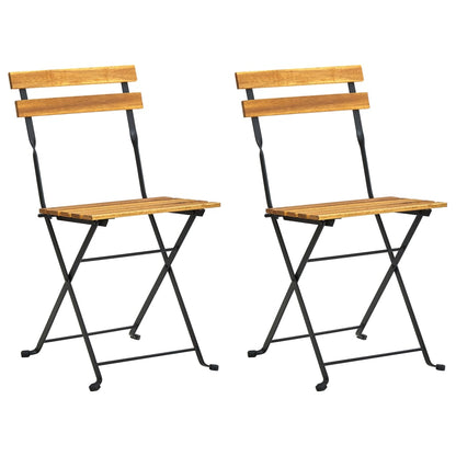 Folding Garden Chairs 2 Pcs Steel And Solid Acacia Wood