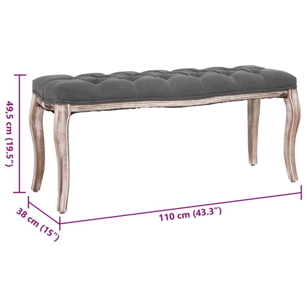 Bench Linen Solid Wood 110X38X48 Cm